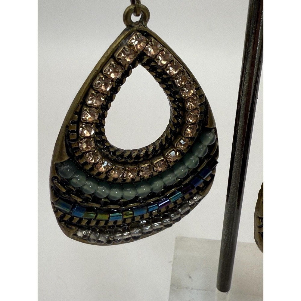 Boho Beaded Teardrop Dangle Earrings – Colorful Statement Jewelry - Picture 2 of 7